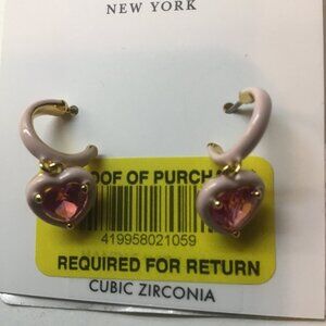 Kate Spade New Pink Heart Huggie Earrings